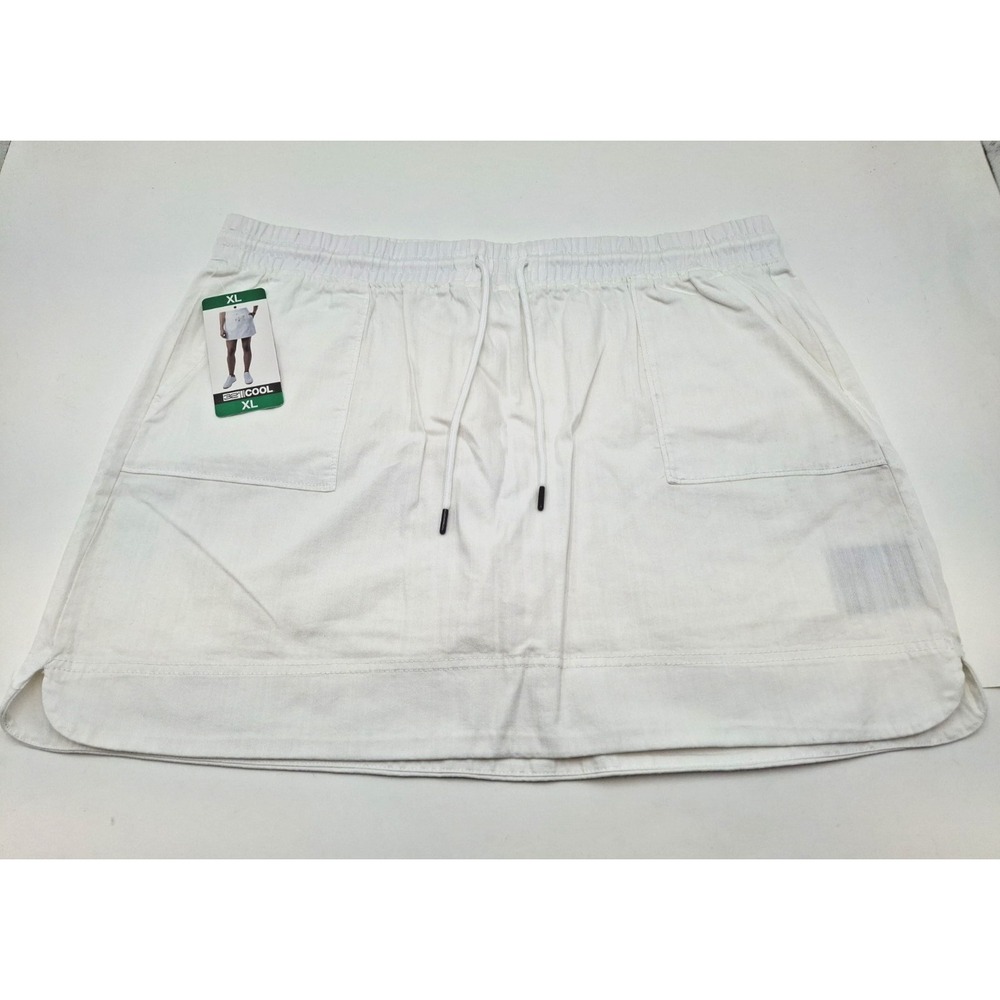 32 Degrees Cool Women's Drawstring Elastic Waist Skort, White, Size: XL, New